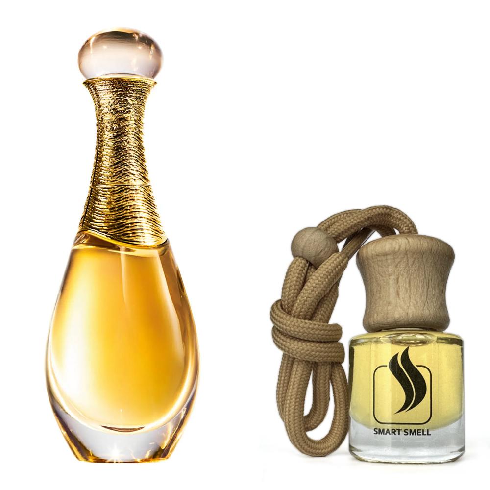 Ароматизатор для авто (автопарфюм) 8 мл c аналогом Christian Dior, J'Adore. Товар на фото справа, слева – пример оригинального флакона.