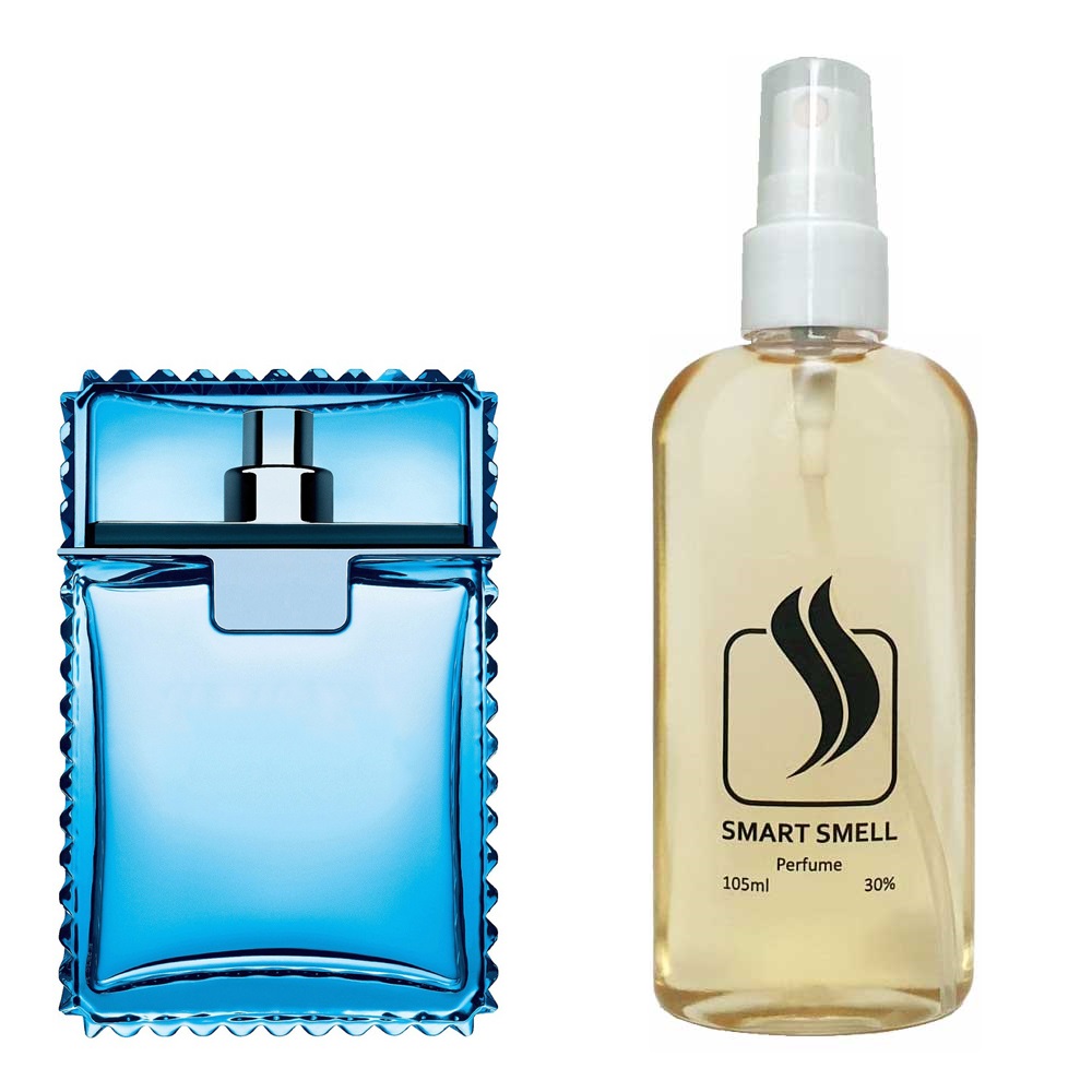 Духи в пластике 105 мл c аналогом Versace, Versace Man Eau Fraiche. Товар на фото справа, слева – пример оригинального флакона.