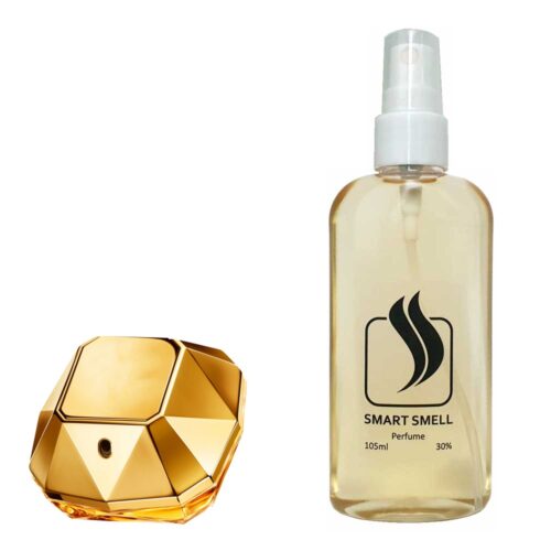 Духи в пластике 105 мл c аналогом Paco Rabanne, Lady Million. Товар на фото справа, слева – пример оригинального флакона.