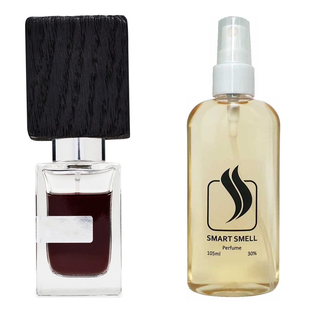 Духи у пластику 105 мл з аналогом Nasomatto, Black Afgano. Товар на фото праворуч, ліворуч - приклад орігінального флакону.