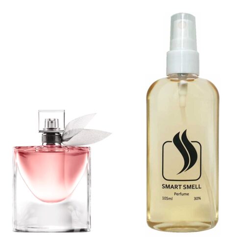 Духи в пластике 105 мл c аналогом Lancome, La Vie Est Belle. Товар на фото справа, слева – пример оригинального флакона.