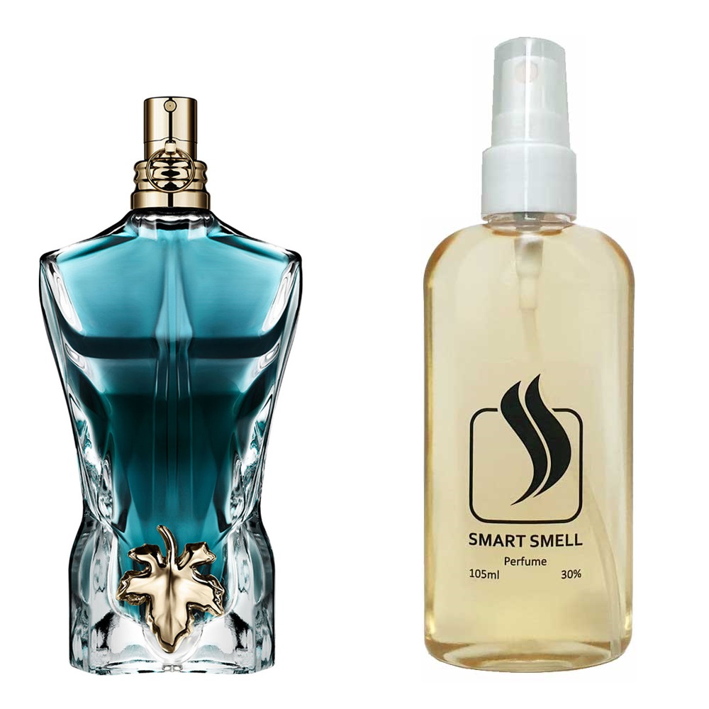 Духи в пластике 105 мл c аналогом Jean Paul Gaultier, Le Beau. Товар на фото справа, слева – пример оригинального флакона.