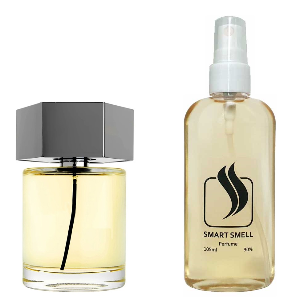 Духи в пластике 105 мл c аналогом Yves Saint Laurent, L'Homme. Товар на фото справа, слева – пример оригинального флакона.