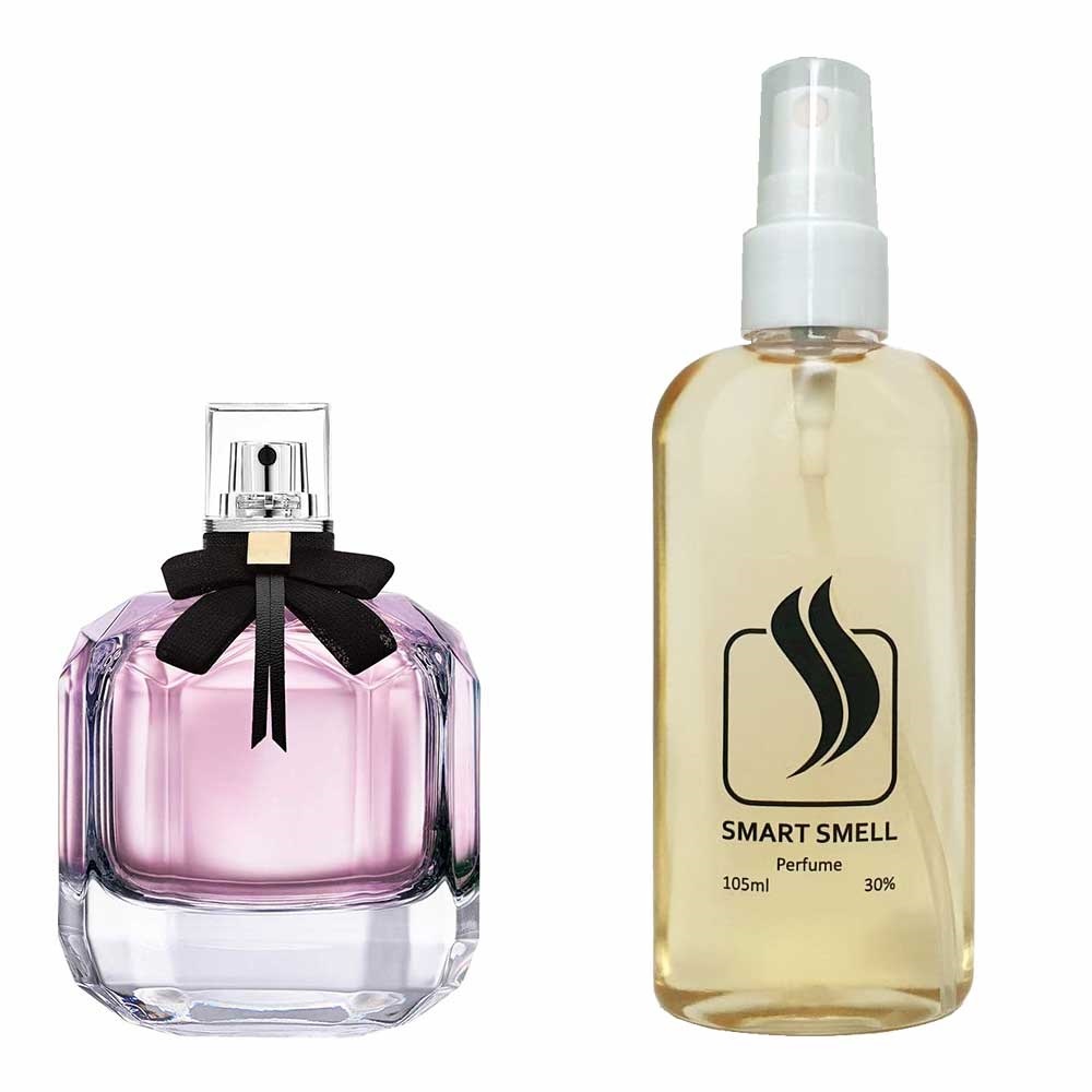 Духи у пластику 105 мл з аналогом Yves Saint Laurent, Mon Paris. Товар на фото праворуч, ліворуч - приклад орігінального флакону.