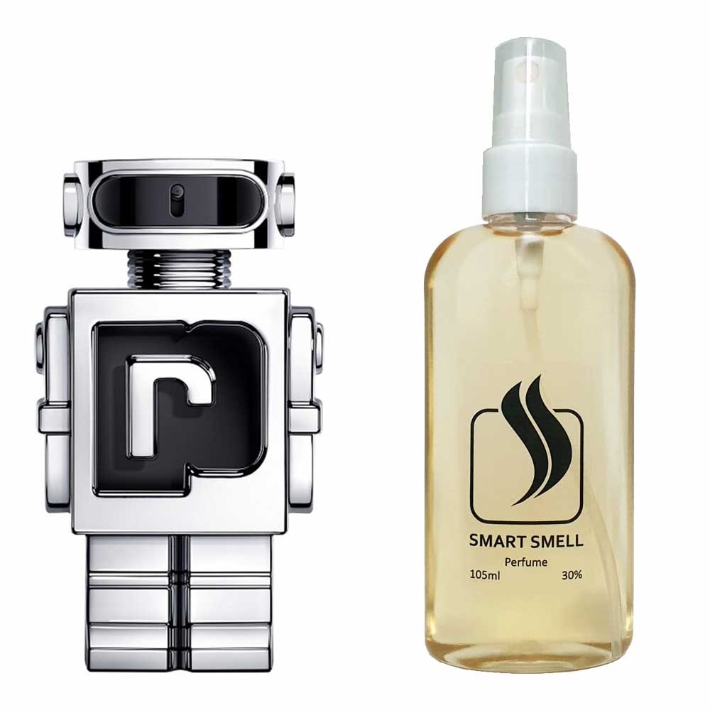 Духи в пластике 105 мл c аналогом Paco Rabanne, Phantom. Товар на фото справа, слева – пример оригинального флакона.