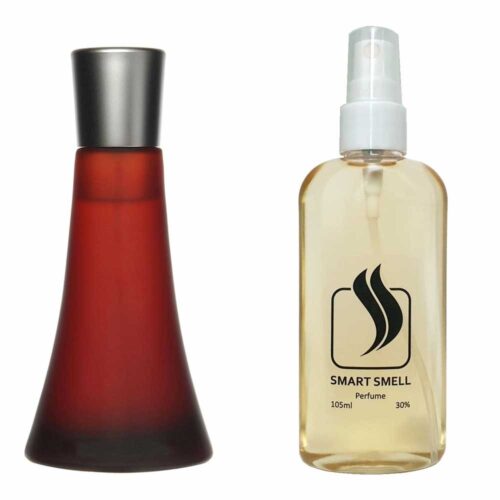 Духи у пластику 105 мл з аналогом Hugo Boss, Hugo Deep Red. Товар на фото праворуч, ліворуч - приклад орігінального флакону.