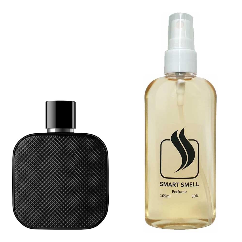 Духи у пластику 105 мл з аналогом Lacoste, Eau de Lacoste L.12.12. Noir. Товар на фото праворуч, ліворуч - приклад орігінального флакону.