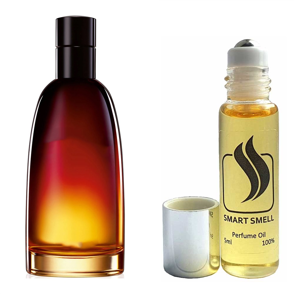 Масляные духи 5 мл c аналогом Christian Dior, Fahrenheit. Товар на фото справа, слева – пример оригинального флакона.