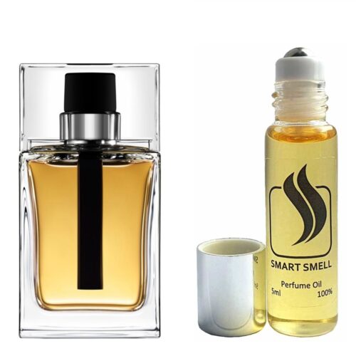 Масляные духи 5 мл c аналогом Christian Dior, Dior Homme. Товар на фото справа, слева – пример оригинального флакона.