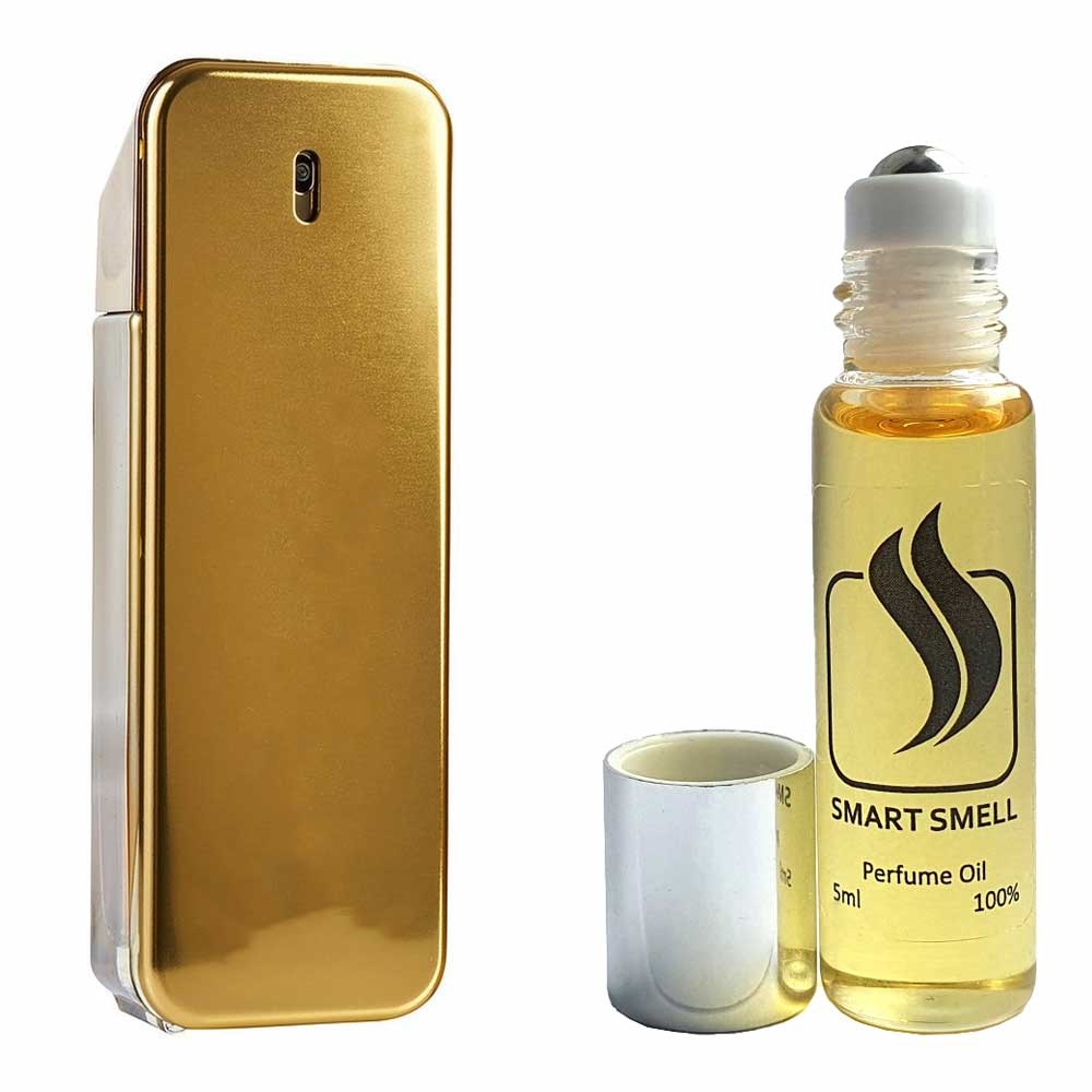 Масляные духи 5 мл c аналогом Paco Rabanne, 1 Million Intense. Товар на фото справа, слева – пример оригинального флакона.