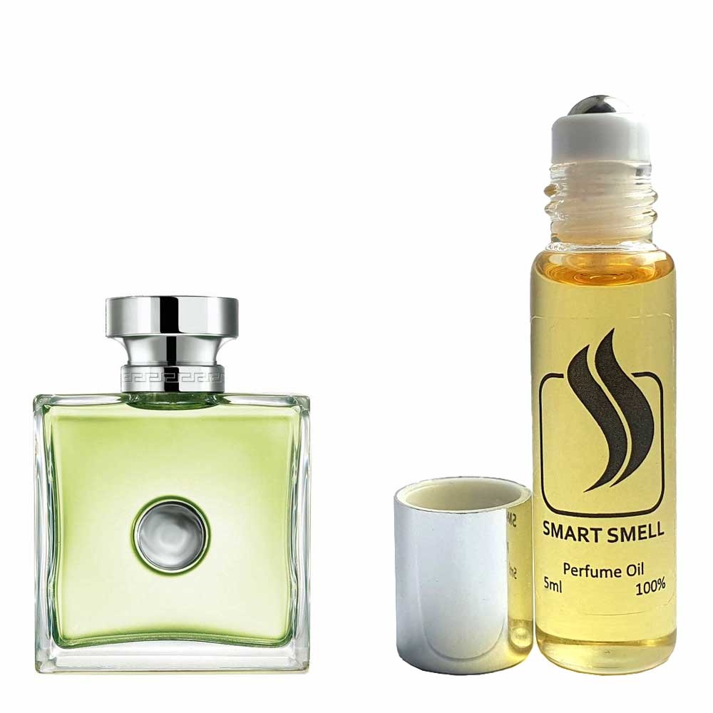 Масляные духи 5 мл c аналогом Versace, Versence. Товар на фото справа, слева – пример оригинального флакона.