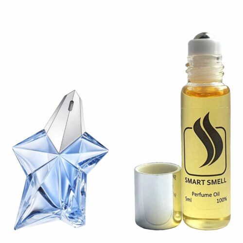 Масляні духи 5 мл з аналогом Mugler, Angel. Товар на фото праворуч, ліворуч - приклад орігінального флакону.