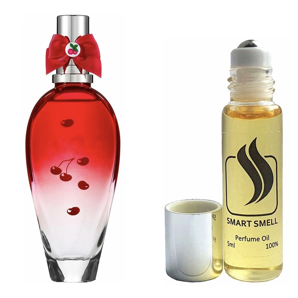 Масляні духи 5 мл з аналогом Escada, Cherry in the Air. Товар на фото праворуч, ліворуч - приклад орігінального флакону.