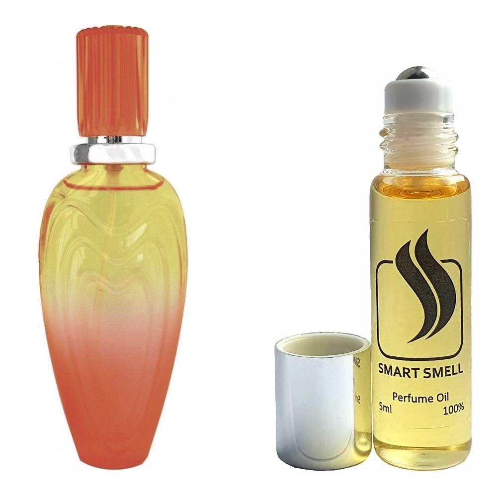 Масляные духи 5 мл c аналогом Escada, Sunset Heat. Товар на фото справа, слева - пример оригинального флакона.