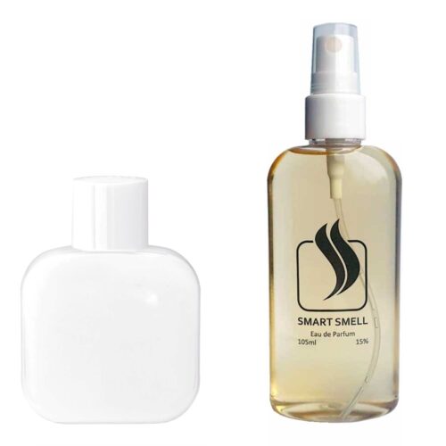 Парфюмерная вода 105 мл c аналогом Lacoste, Eau de Lacoste L.12.12 Blanc. Товар на фото справа, слева – пример оригинального флакона.