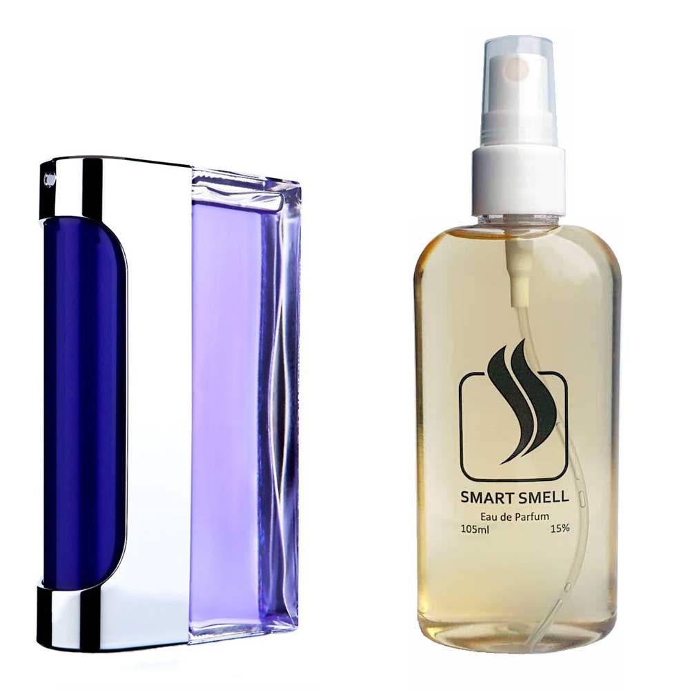 Парфумерна вода 105 мл з аналогом Paco Rabanne, Ultraviolet Man. Товар на фото праворуч, ліворуч - приклад орігінального флакону.