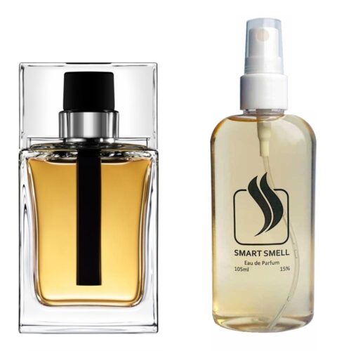 Парфюмерная вода 105 мл c аналогом Christian Dior, Dior Homme. Товар на фото справа, слева – пример оригинального флакона.