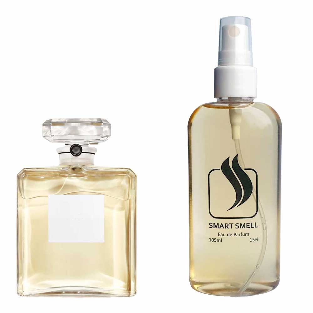 Парфюмерная вода 105 мл c аналогом Chanel, Gardenia. Товар на фото справа, слева – пример оригинального флакона.