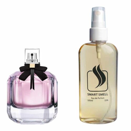 Парфюмерная вода 105 мл c аналогом Yves Saint Laurent, Mon Paris. Товар на фото справа, слева – пример оригинального флакона.