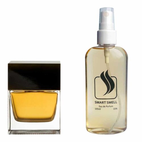 Парфюмерная вода 105 мл c аналогом Gucci, Gucci Pour Homme. Товар на фото справа, слева – пример оригинального флакона.