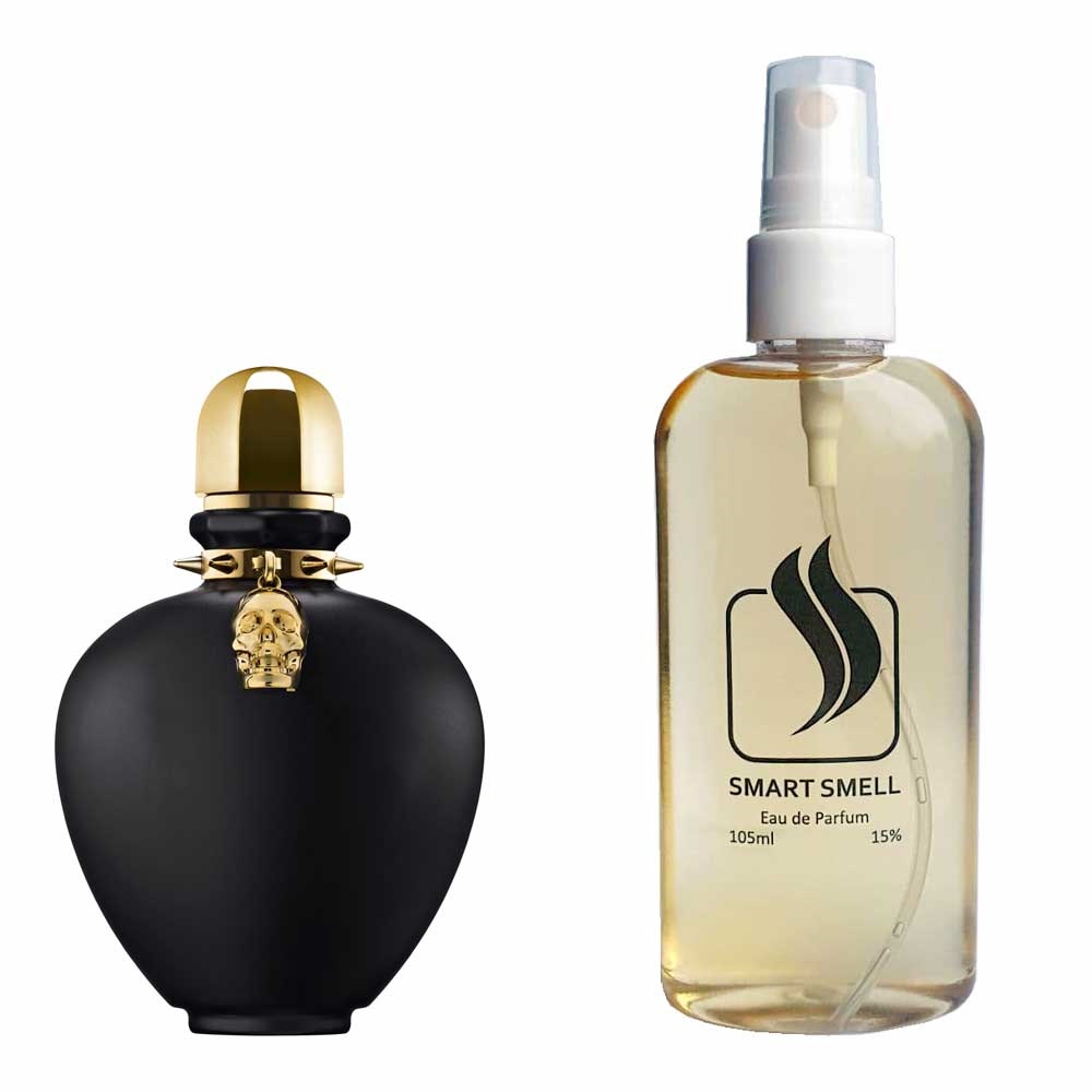 Парфумерна вода 105 мл з аналогом Paco Rabanne, Black XS L'Aphrodisiaque. Товар на фото праворуч, ліворуч - приклад орігінального флакону.