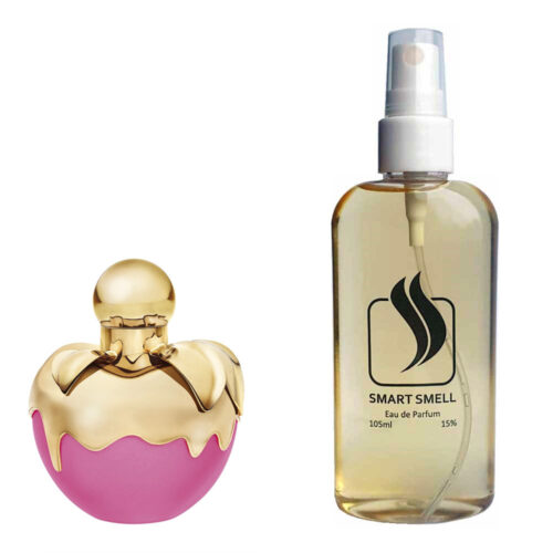 Парфюмерная вода 105 мл c аналогом Nina Ricci, Les Delices de Nina. Товар на фото справа, слева – пример оригинального флакона.