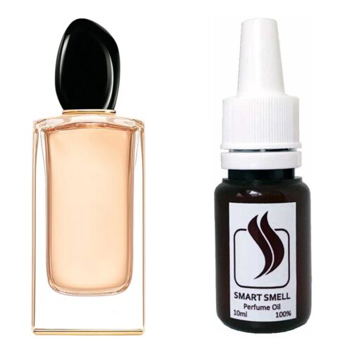 Парфюмерная отдушка 10 мл c аналогом Giorgio Armani, Si. Товар на фото справа, слева – пример оригинального флакона.