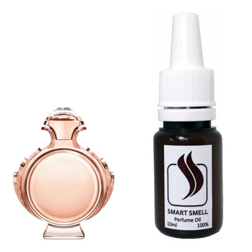 Парфюмерная отдушка 10 мл c аналогом Paco Rabanne, Olympea. Товар на фото справа, слева – пример оригинального флакона.