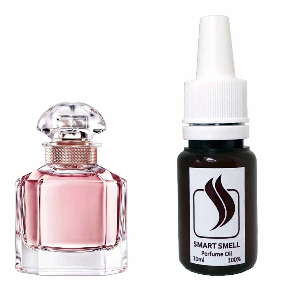 Парфумерна віддушка 10 мл з аналогом Guerlain, Mon Guerlain. Товар на фото праворуч, ліворуч - приклад орігінального флакону.