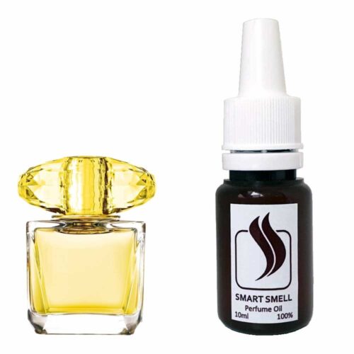 Парфюмерная отдушка 10 мл c аналогом Versace, Yellow Diamond. Товар на фото справа, слева – пример оригинального флакона.