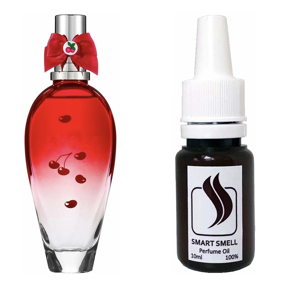 Парфумерна віддушка 10 мл з аналогом Escada, Cherry in the Air. Товар на фото праворуч, ліворуч - приклад орігінального флакону.