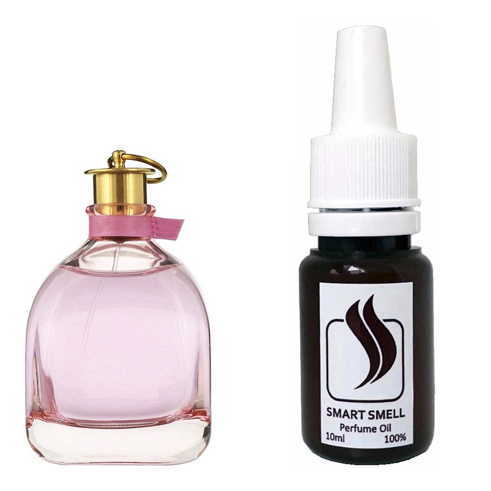 Парфумерна віддушка 10 мл з аналогом Lanvin, Rumeur 2 Rose. Товар на фото праворуч, ліворуч - приклад орігінального флакону.