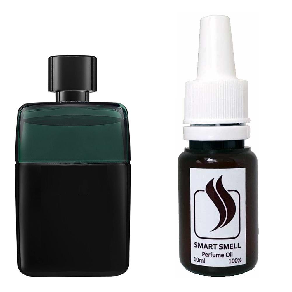 Парфюмерная отдушка 10 мл c аналогом Gucci, Gucci Guilty Black Pour Homme. Товар на фото справа, слева - пример оригинального флакона.