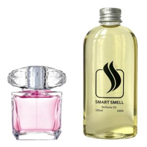 Парфюмерный концентрат 105 мл c аналогом Versace, Bright Crystal. Товар на фото справа, слева – пример оригинального флакона.