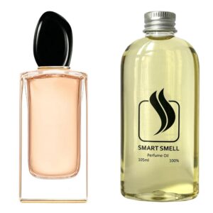 Парфюмерный концентрат 105 мл c аналогом Giorgio Armani, Si. Товар на фото справа, слева – пример оригинального флакона.