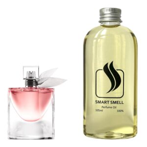 Парфюмерный концентрат 105 мл c аналогом Lancome, La Vie Est Belle. Товар на фото справа, слева – пример оригинального флакона.