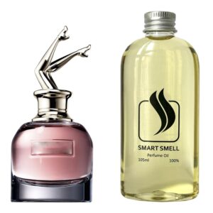 Парфюмерный концентрат 105 мл c аналогом Jean Paul Gaultier, Scandal. Товар на фото справа, слева – пример оригинального флакона.