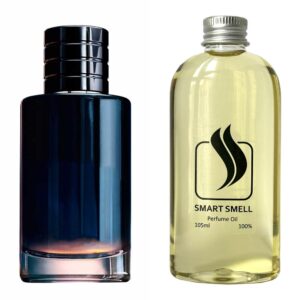 Парфюмерный концентрат 105 мл c аналогом Christian Dior, Sauvage Eau. Товар на фото справа, слева – пример оригинального флакона.