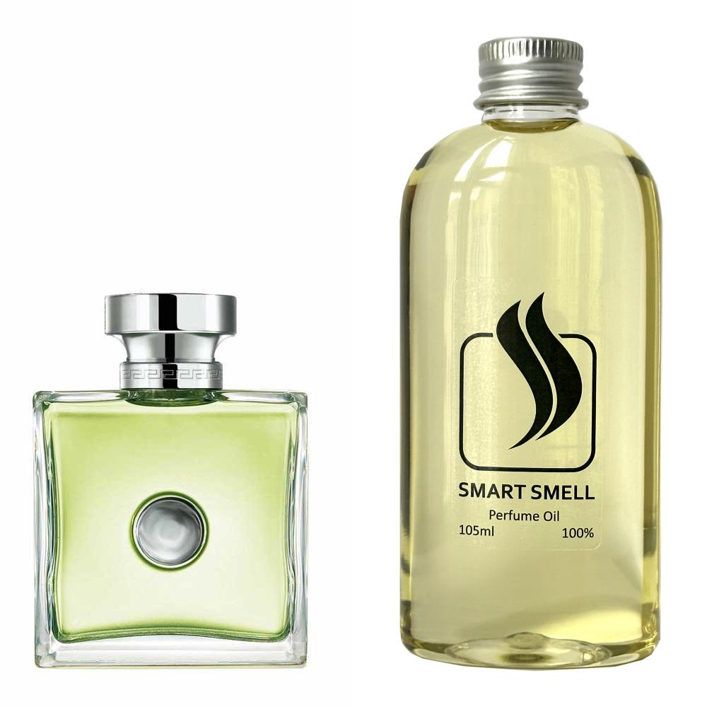 Парфумерний концентрат 105 мл з аналогом Versace, Versence. Товар на фото праворуч, ліворуч - приклад орігінального флакону.