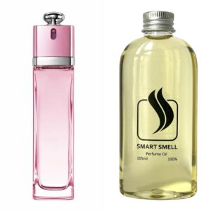 Парфюмерный концентрат 105 мл c аналогом Christian Dior, Dior Addict 2. Товар на фото справа, слева – пример оригинального флакона.