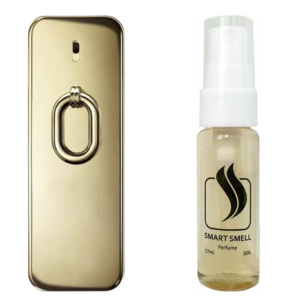 Тестер духов 17 мл c аналогом Paco Rabanne, Million Gold. Товар на фото справа, слева - пример оригинального флакона.