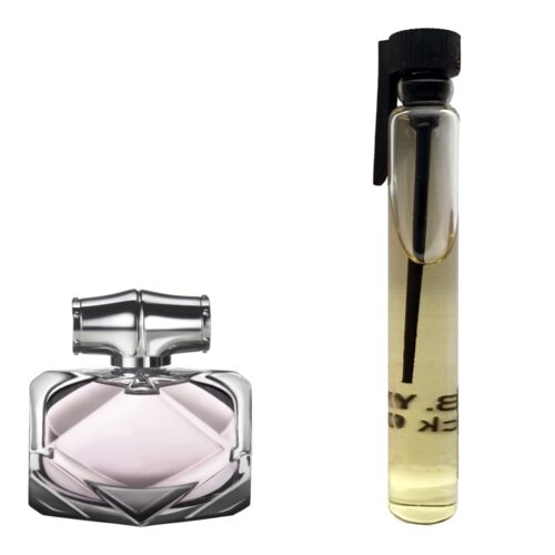 Пробник духов 3 мл c аналогом Gucci, Bamboo. Товар на фото справа, слева – пример оригинального флакона.