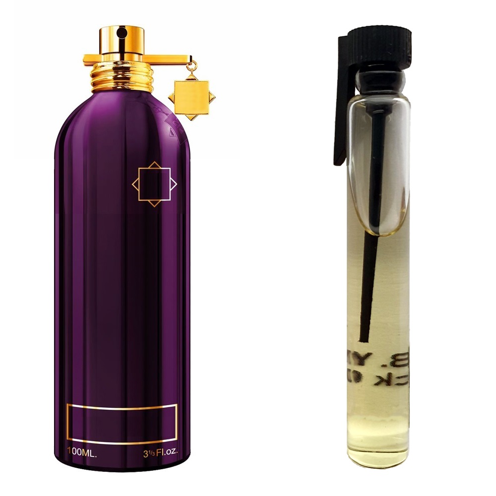 Пробник духів 3 мл з аналогом Montale, Dark Purple. Товар на фото праворуч, ліворуч - приклад орігінального флакону.