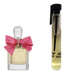 Пробник духов 3 мл c аналогом Juicy Couture, Viva la Juicy. Товар на фото справа, слева - пример оригинального флакона.
