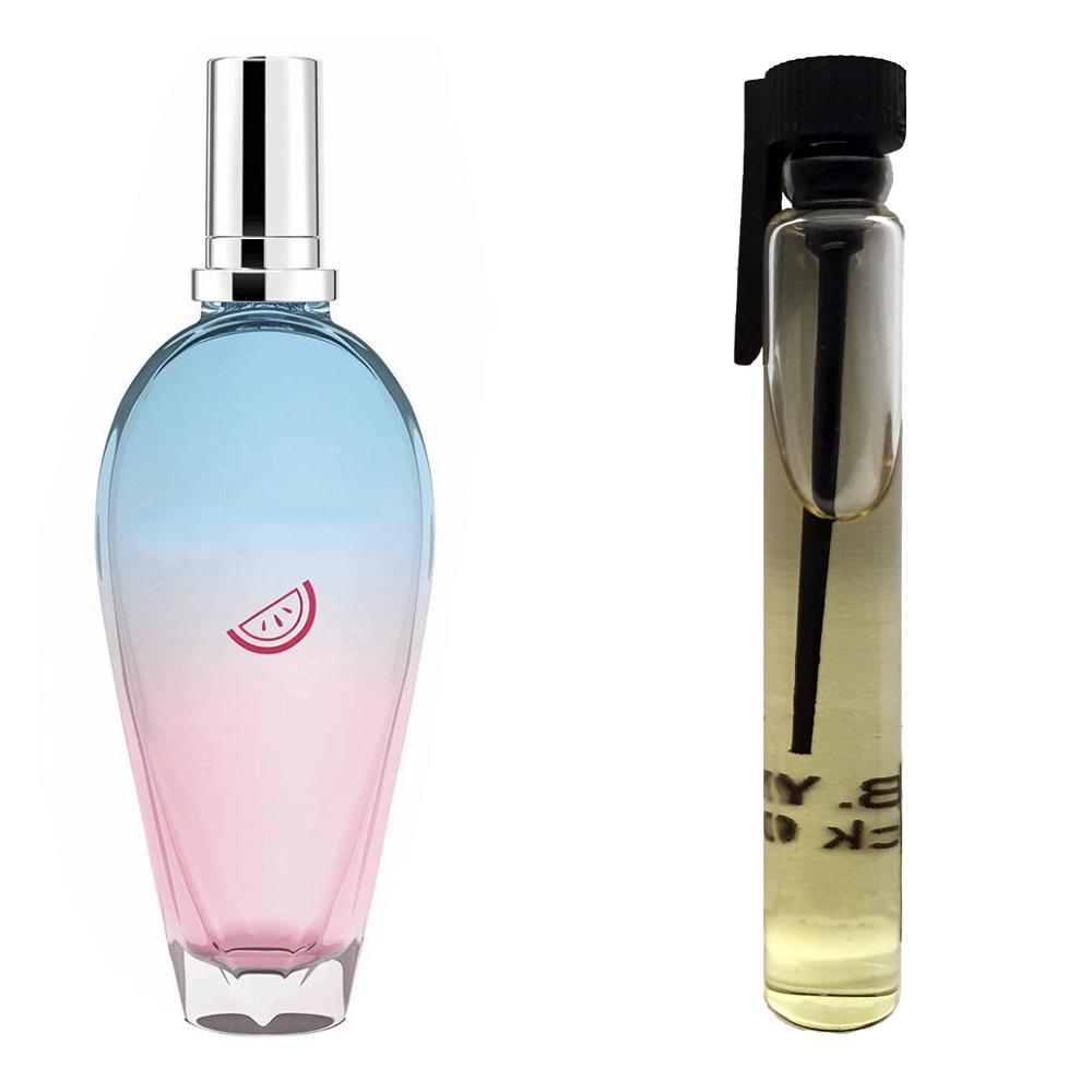 Пробник духів 3 мл з аналогом Escada, Sorbetto Rosso. Товар на фото праворуч, ліворуч - приклад орігінального флакону.