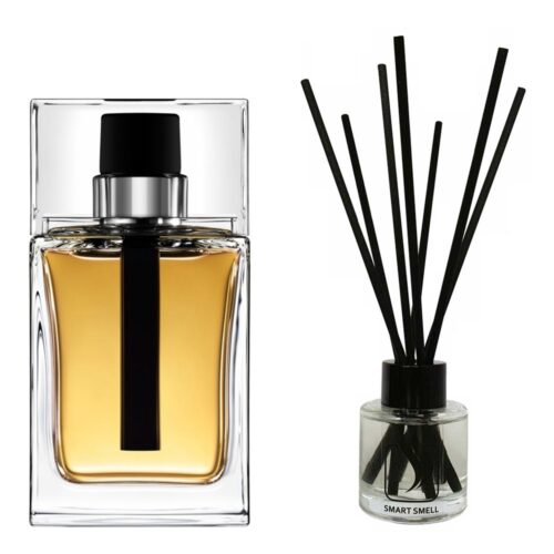 Аромадиффузор 50 мл c аналогом Christian Dior, Dior Homme. Товар на фото справа, слева – пример оригинального флакона.