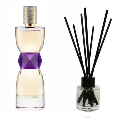 Аромадиффузор 50 мл c аналогом Yves Saint Laurent, Manifesto. Товар на фото справа, слева – пример оригинального флакона.