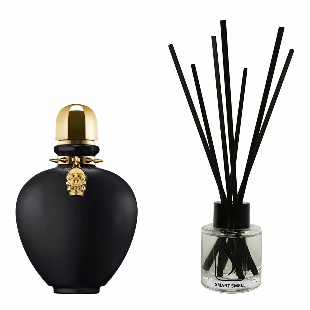 Аромадифузор 50 мл з аналогом Paco Rabanne, Black XS L'Aphrodisiaque. Товар на фото праворуч, ліворуч - приклад орігінального флакону.