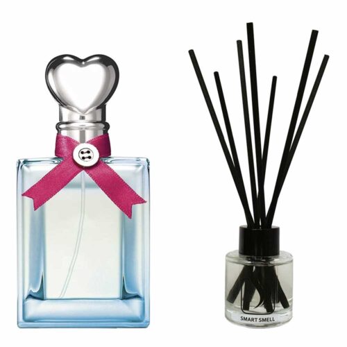 Аромадиффузор 50 мл c аналогом Moschino, Moschino Funny!. Товар на фото справа, слева – пример оригинального флакона.