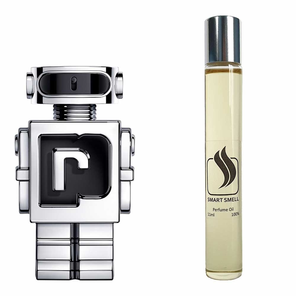 Масляные духи 11 мл c аналогом Paco Rabanne, Phantom. Товар на фото справа, слева – пример оригинального флакона.